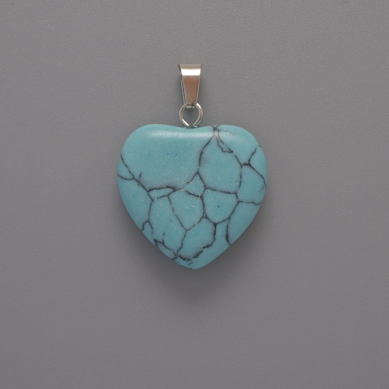 Heart Pendant Blue Turquoise, diameter 20x20x6mm+-, length 28mm+