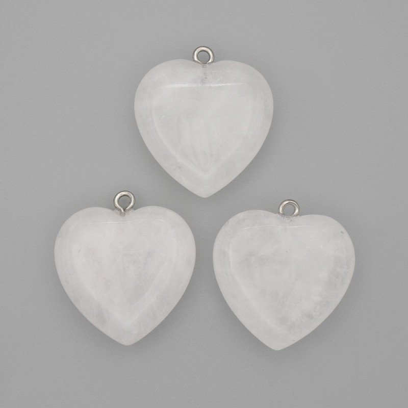 Heart Pendant Rock Crystal, diameter 25x25x9mm+-, length 27mm+