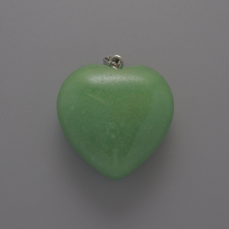 Jade Heart Pendant 30×30×12mm+/-, length 36mm+