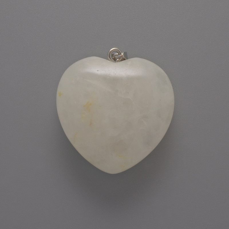 Rock Crystal Heart Pendant 30×30×12mm+/-, length 36mm+