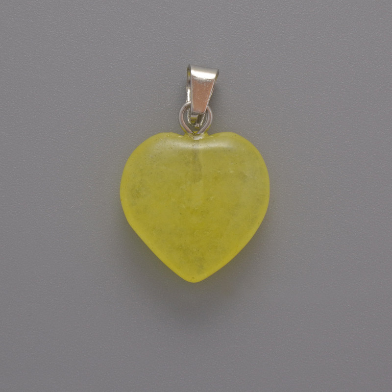 Citrine Heart Pendant, diameter 15×15×6mm+/-, length 23mm+