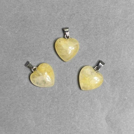 Citrine Heart Pendant, diameter 15×15×6mm+/-, length 23mm+