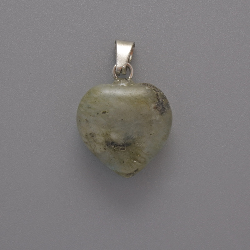 Labradorite Heart Pendant, diameter 15×15×6mm+/-, length 23mm+