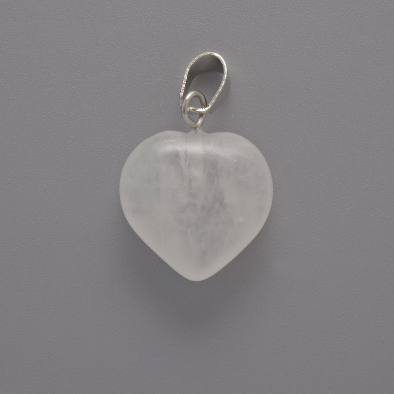 Rock Crystal Heart Pendant, diameter 15×15×6mm+/-, length 23mm+