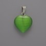 Green Cat's Eye Heart Pendant, diameter 15×16×5mm+/-, length 23mm+