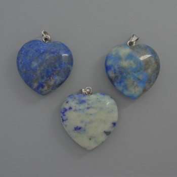 Heart Pendant Lapis Lazuli, diameter 25x25x9mm+/-, length 33mm+
