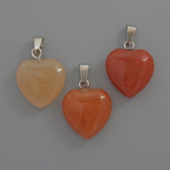 Heart Pendant Carnelian, diameter 15x15x6mm+/-, length 23mm+