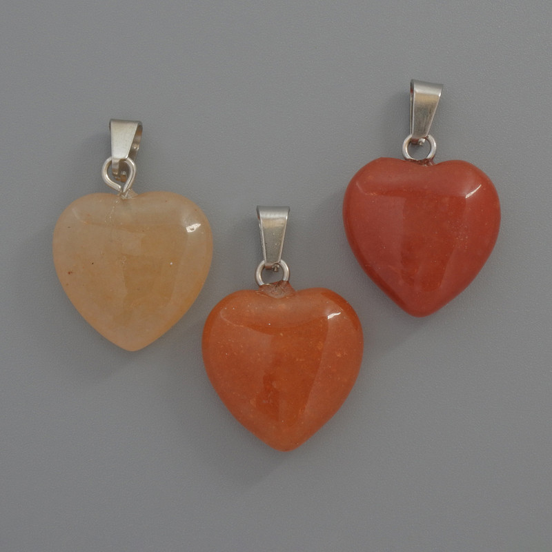 Heart Pendant Carnelian, diameter 15x15x6mm+/-, length 23mm+