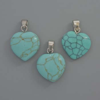 Heart Pendant Turquoise, diameter 15x15x6mm+/-, length 23mm+