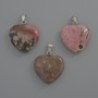 Heart Pendant Rhodonite, diameter 20x20x6mm+/-, length 28mm+