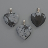 Heart Pendant Snowflake Obsidian, diameter 20x20x6mm+/-, length 28mm+