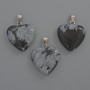 Heart Pendant Snowflake Obsidian, diameter 20x20x6mm+/-, length 28mm+