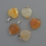 Heart Pendant Yellow Agate, diameter 15x15x6mm+/-, length 23mm+