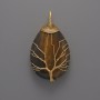 Tiger's Eye Pendant in Gold-Tone Wire Wrap, diameter 44x24x9mm+