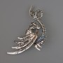 Dragon Brooch-Pendant, Blue Rhinestones 80x41mm Silver-Tone Metal
