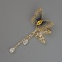 Butterfly Brooch, Yellow and White Crystals 28x48mm, Length 74mm Gold-Tone Metal