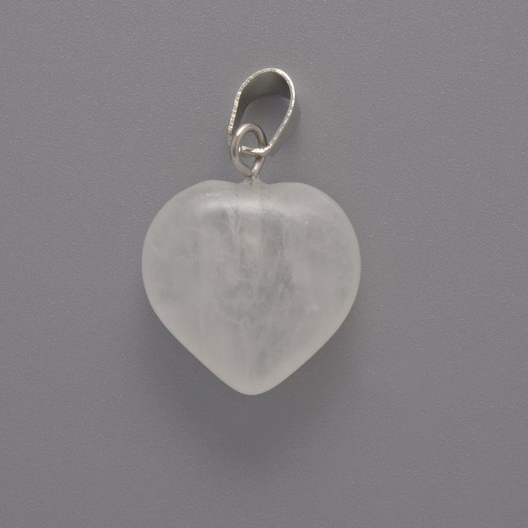 Rock Crystal Heart Pendant, diameter 20x20x6mm+/-, length 28mm+