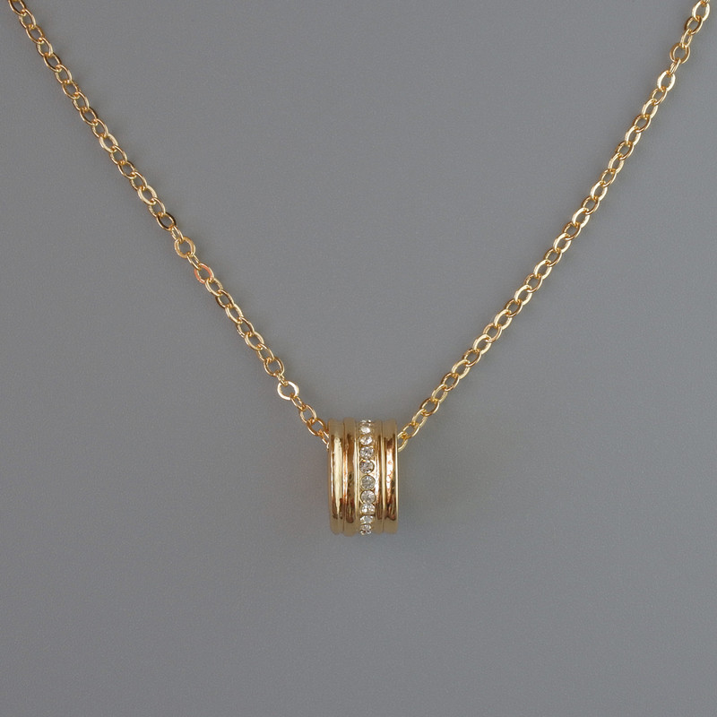 Pendant on Chain, Gold-Tone Metal, 10x6mm, Thickness 1mm +/-, Chain Length 40-45cm +
