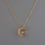 Pendant "Moon" on Chain, Gold-Tone Metal, 13x12mm, Thickness 1mm +/-, Chain Length 40-45cm +