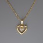 Pendant "Heart" on Chain, Gold-Tone Metal, 16x15mm, Thickness 1mm +/-, Chain Length 40-45cm +