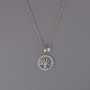 Pendant "Tree" on Chain, Silver-Tone Metal, Diameter 11mm, Thickness 1mm +/-, Chain Length 40-45cm +