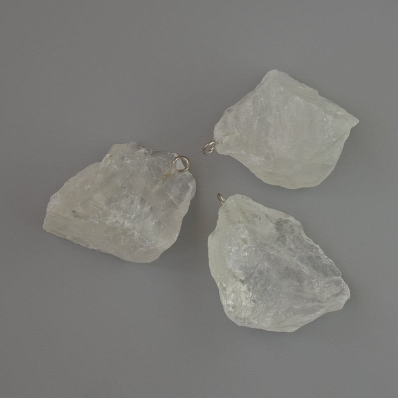 Rock Crystal Pendant, Natural Raw Stone, from diameter 24x19 to 32x24mm+/- assorted