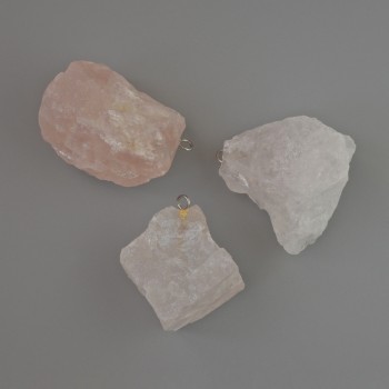 Rose Quartz Pendant, Natural Raw Stone, from diameter 28x20 to 34x23mm+/- assorted