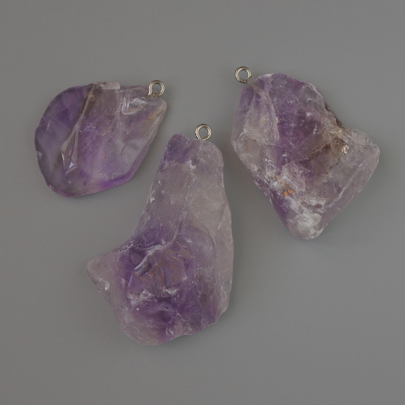 Amethyst Pendant Natural Stone from, diameter 35x26 to 52x33mm+- assorted