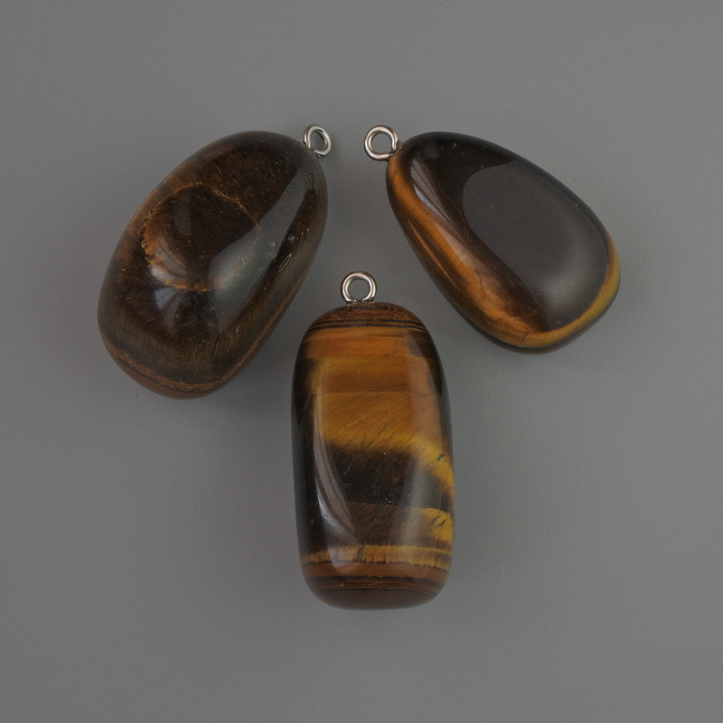 Clearance! Natural Tiger's Eye Stone Pendant, diameter 35x17mm+