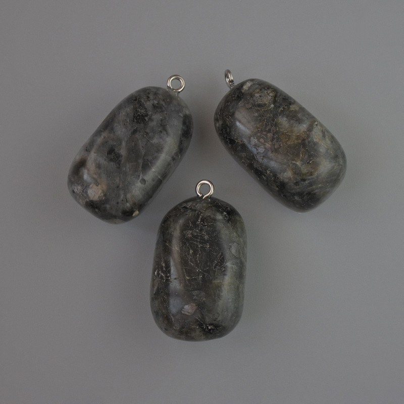 Natural Larvikite Stone Pendant, diameter 35x17mm+