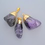 Amethyst Natural Stone Pendant, diameter 30x18mm+- assorted, gold-tone metal