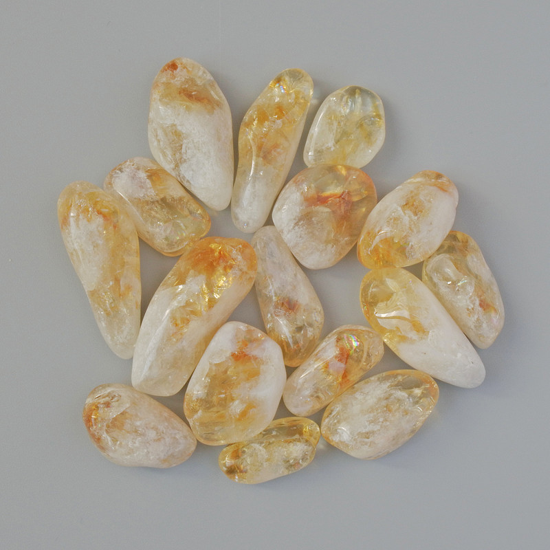 Souvenir Natural Stone, Citrine Tumbled, Diameter 25x11mm (+/-), Pack 100g