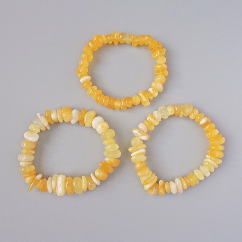 Yellow Agate Bracelet, natural stone tumbled, diameter 14x7mm to 8x6mm+-, length 18cm+- (stretch) assorted sizes