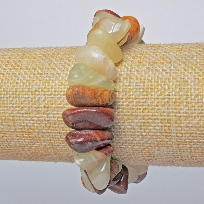 Bracelet Onyx Natural Stone Tumbled, diameter 15x9mm +/-, length 18cm +/- (stretch)
