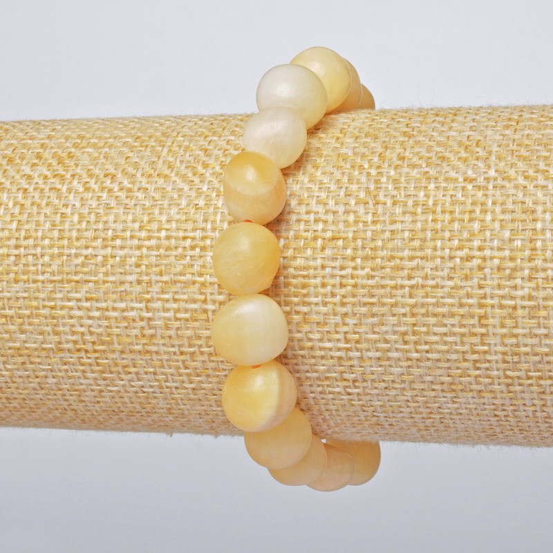 Bracelet Yellow Agate (Pressed) Tumbled, diameter 10mm +/-, length 18cm +/- (stretch)