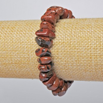 Bracelet Obsidian Natural Stone Tumbled, diameter 15x7mm +/-, length 18cm +/- (stretch)