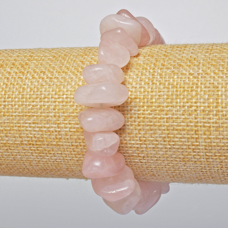 Bracelet Rose Quartz Natural Stone Tumbled, diameter 15x7mm +/-, length 18cm +/- (stretch)