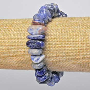 Bracelet Sodalite Natural Stone Tumbled, diameter 13x6mm +/-, length 18cm +/- (stretch)
