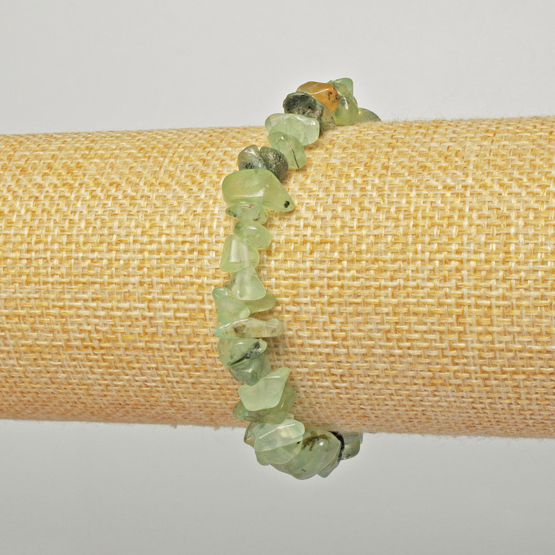 Prehnite Bracelet, natural stone chips, diameter 6x4mm +/-, length 18cm +/- (stretch)