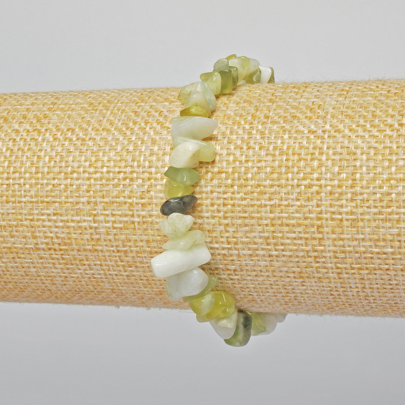 Jadeite Bracelet, natural stone chips, diameter 6x4mm +/-, length 18cm +/- (stretch)