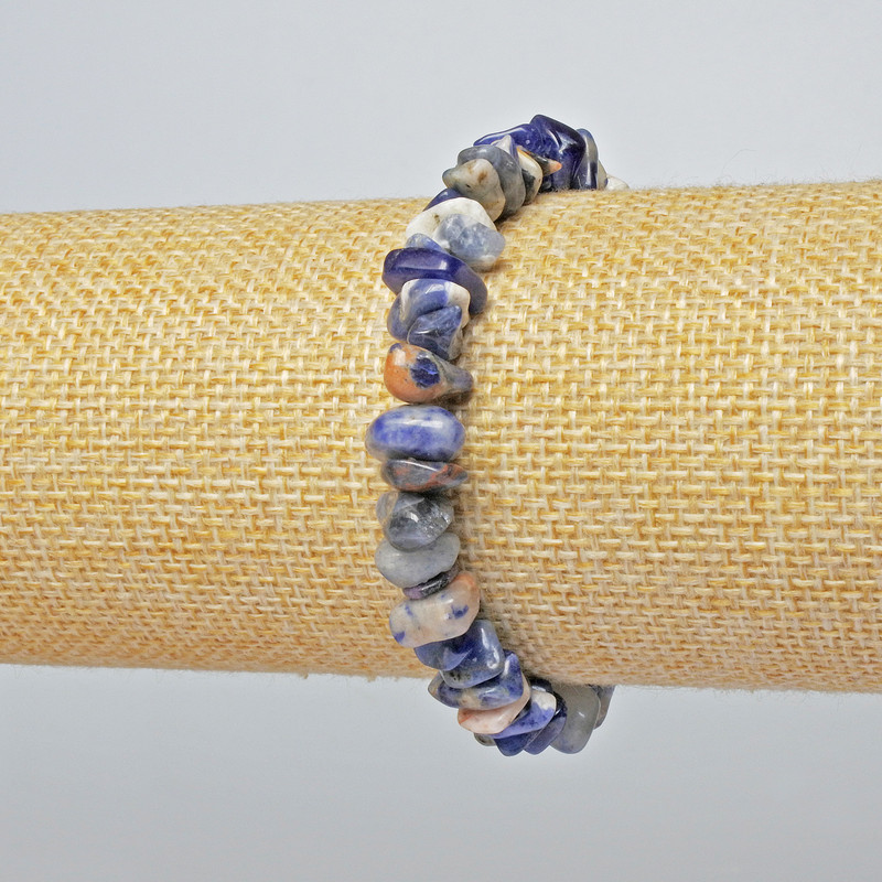 Sodalite Bracelet, natural stone chips, diameter 7x4mm +/-, length 18cm +/- (stretch)