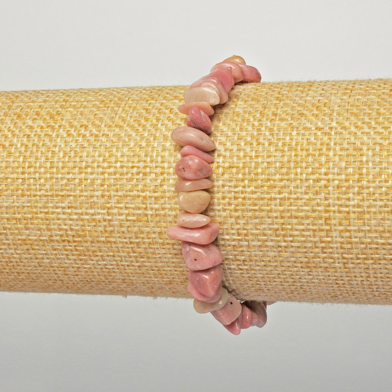 Rhodonite Bracelet, natural stone chips, diameter 6x4mm +/-, length 18cm +/- (stretch)