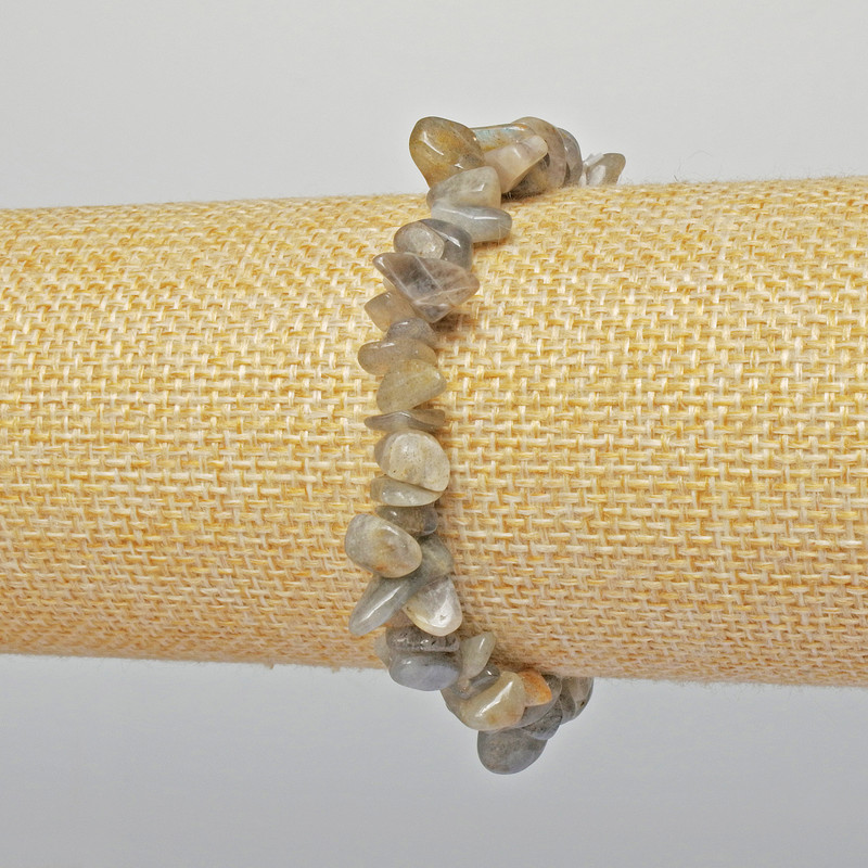 Labradorite Bracelet, natural stone chips, diameter 7x4mm +/-, length 18cm +/- (stretch)