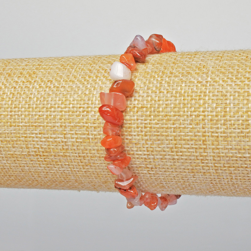Carnelian Bracelet, natural stone chips, diameter 6x4mm +/-, length 18cm +/- (stretch)