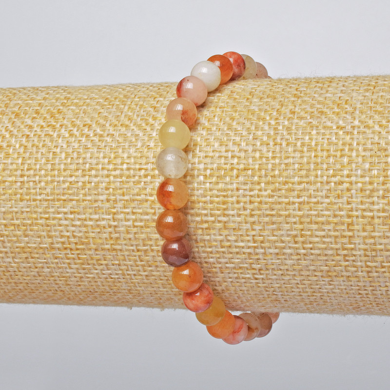 Carnelian Bracelet (pressed), smooth bead, diameter 6.5mm +/-, length 18cm +/- (stretch)