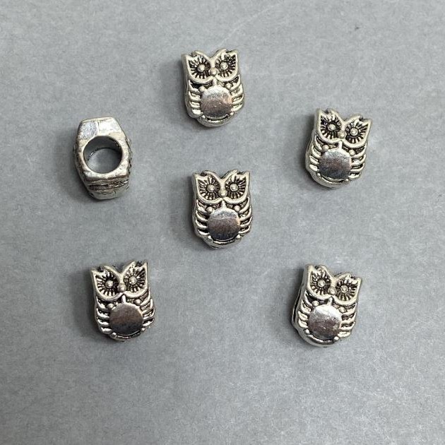 Findings Spacer Bead Insert Owl (10/8mm), Pack of 8 pcs