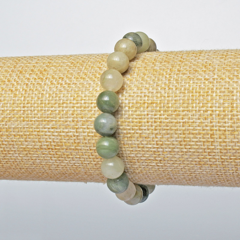 Seraphinite Bracelet (pressed), smooth bead, diameter 8.5mm +/-, length 18cm +/- (stretch)