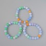 Assorted Stones Bracelet (Pressed), Smooth Round Beads, 10mm +/- Diameter, 18cm +/- Length (Stretch)
