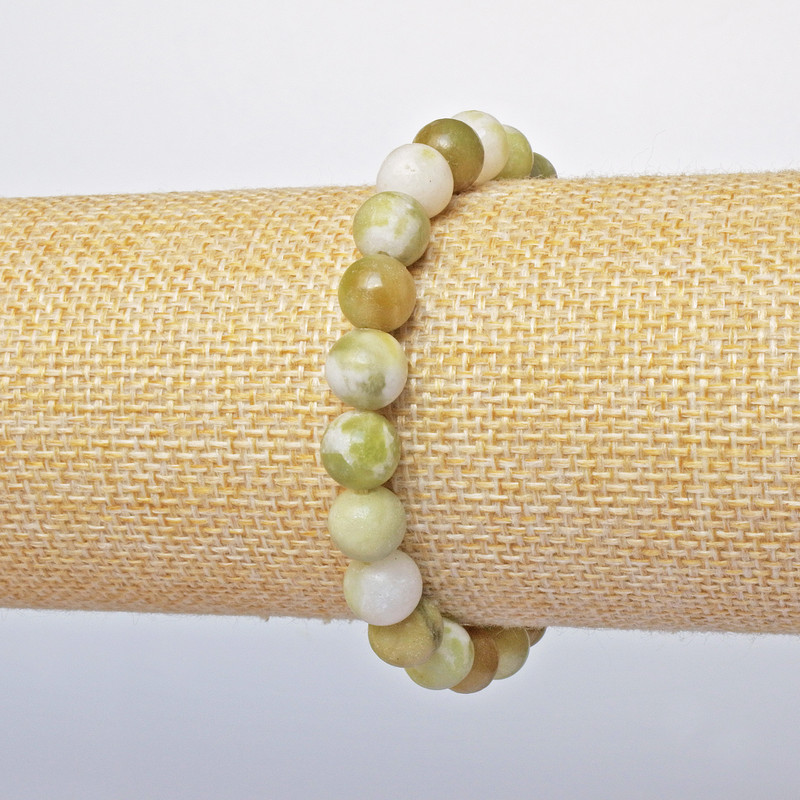 Jadeite Bracelet, yellow (pressed) smooth beads, 9mm diameter + -, length 18cm + - (stretch)