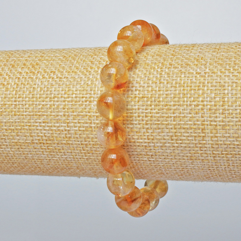 Citrine Bracelet Natural Stone Smooth Ball, diameter 10.5mm+/-, length 18cm+/- (stretch)